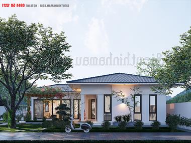 Nét duyên dáng trong mẫu thiết kế nhà 1 tầng 2 phòng ngủ 120m2 BT1240622