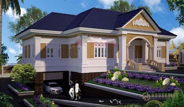 Mẫu thiết kế nhà cấp 4 có tầng hầm giúp tăng diện tích sử dụng.