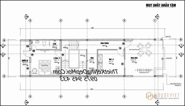 Bản vẽ nhà phố 5m 3 tầng 5x20