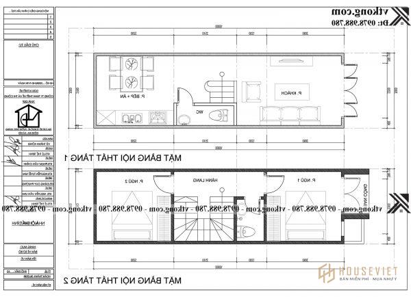 Mẫu nhà ống 2 tầng 3x10m 