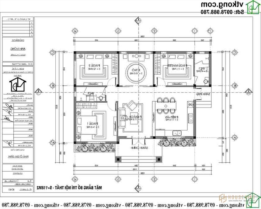 Công năng sử dụng của mẫu nhà 3 phòng ngủ NC4129