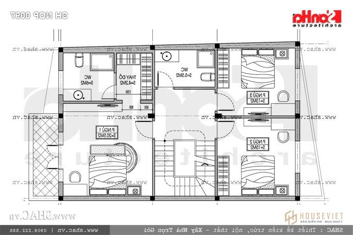 Bản vẽ mặt bằng công năng tầng 2 NOP 0097