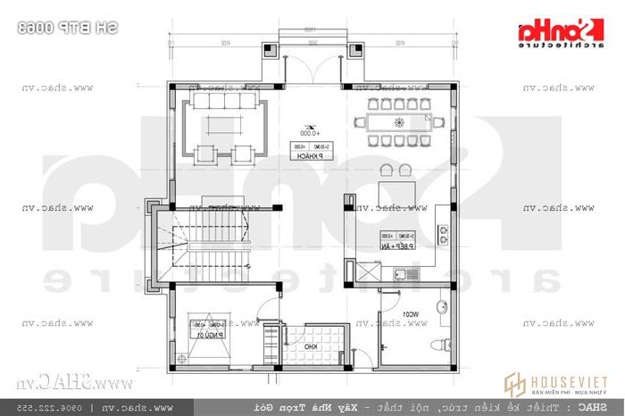 Mặt bằng tầng 1 biệt thự sh btp 0063