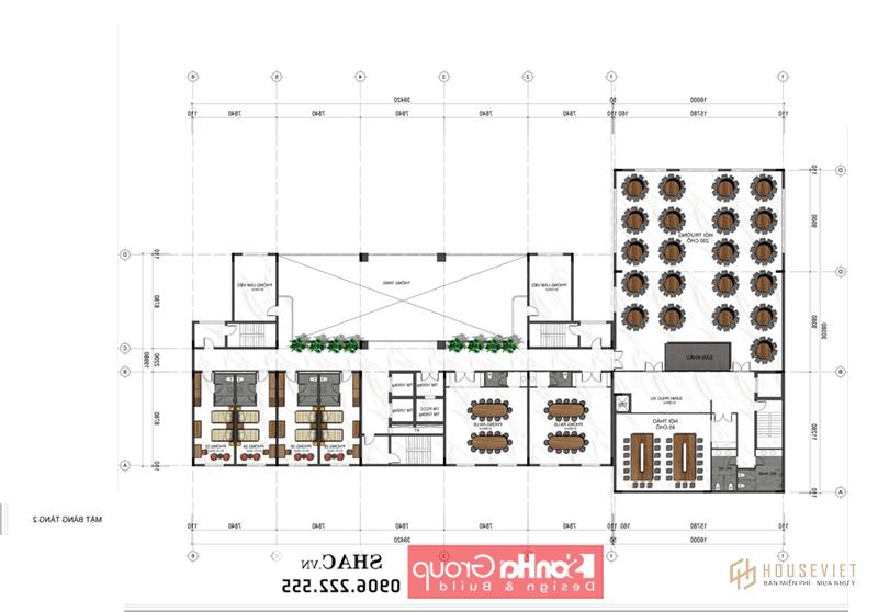 Bản vẽ thiết kế mặt bằng tầng 2 của dự án