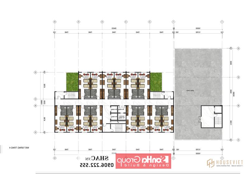 Bản vẽ thiết kế mặt bằng tầng 4 của dự án