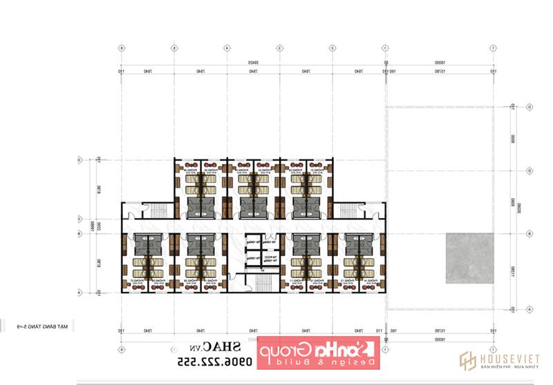 Bản vẽ thiết kế tầng 5-9 tòa nhà