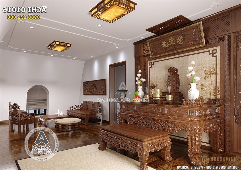 Ảnh: Mẫu thiết kế nội thất gỗ phòng ngủ không gian phòng thờ - ACHI 01016