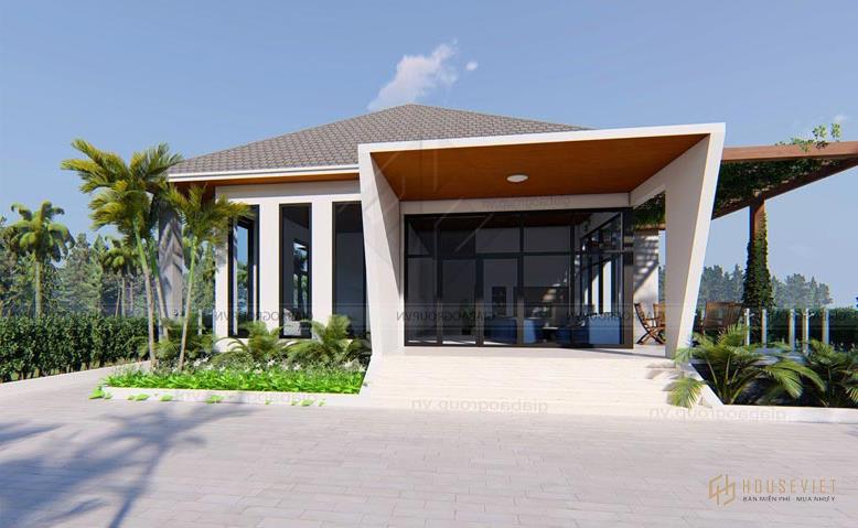 Sân vườn là mẫu thiết kế biệt thự vườn 1 tầng rộng rãi và thoáng mát