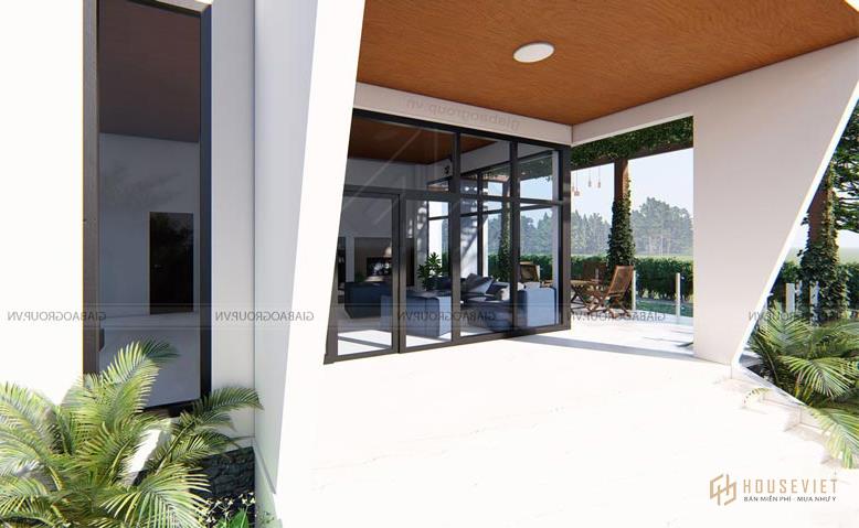 Không gian sống trong ngôi biệt thự vườn 1 tầng được phân bổ hài hòa