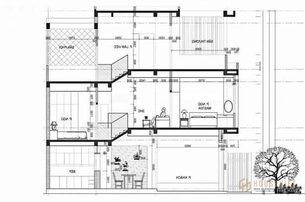Mẫu thiết kế nhà ống lệch tầng 4x15m