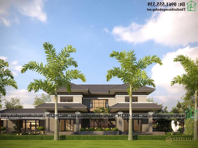Mẫu thiết kế biệt thự hiện đại 2 tầng mái Nhật 400m2 NDBT2T132