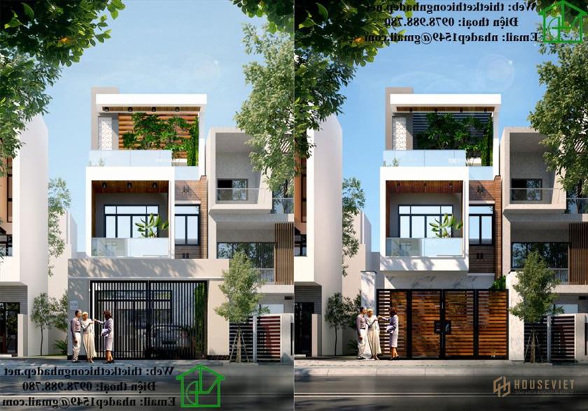 Mẫu thiết kế nhà phố 3 tầng hiện đại NDNP3T17