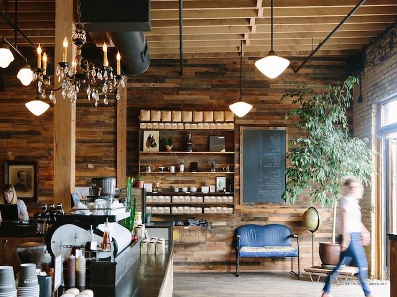 Thiết kế quán cafe sử dụng màu sắc tự nhiên
