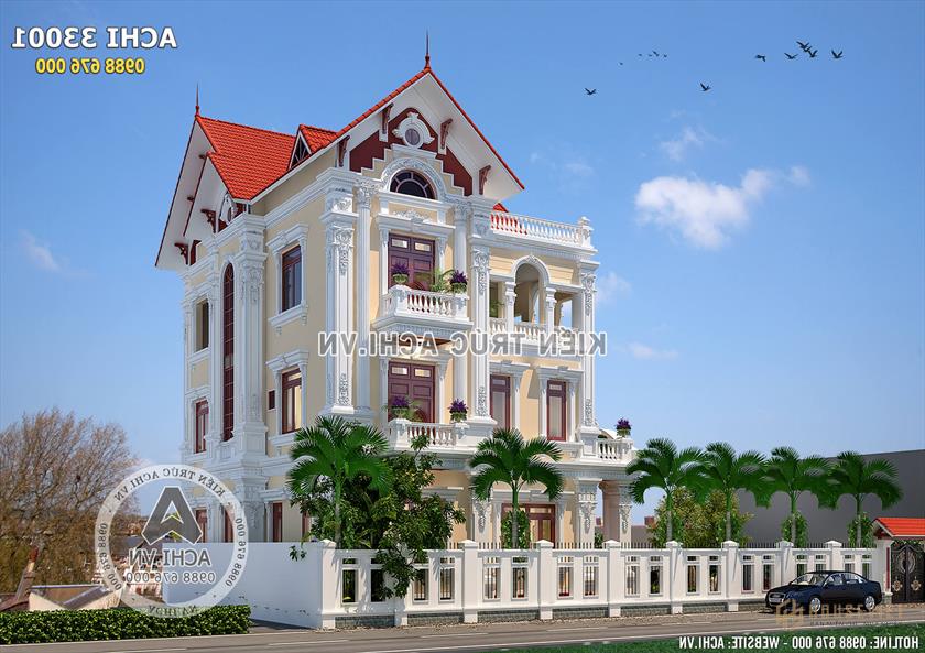 Không gian ngoại thất của mẫu biệt thự tân cổ điển 2 tầng kiểu Pháp đẹp - Mã số: AChi33001