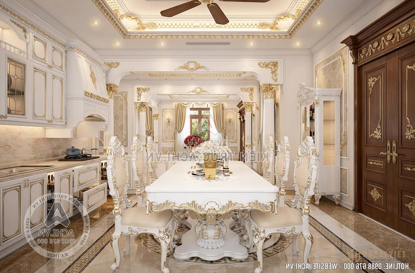 Nội thất tân cổ điển trong bếp nhà chú Trư