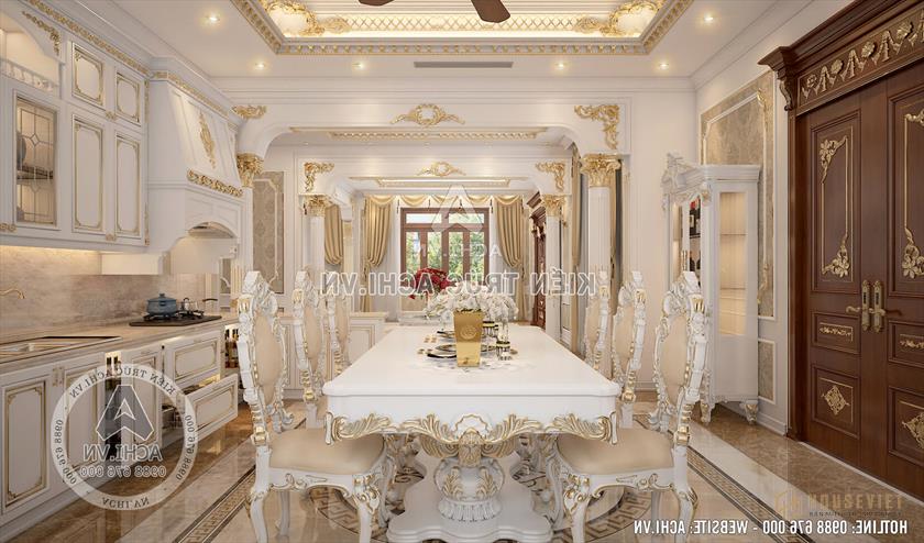 Nội thất tân cổ điển trong bếp nhà chú Trư