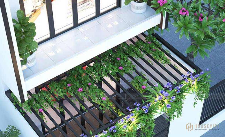 Kiến trúc nhà phố 3 tầng hiện đại với mảng xanh tươi mát