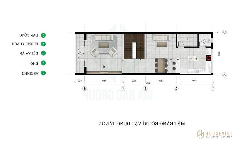 Thiết kế kiến ​​trúc tầng 2 nhà phố 3 tầng hiện đại