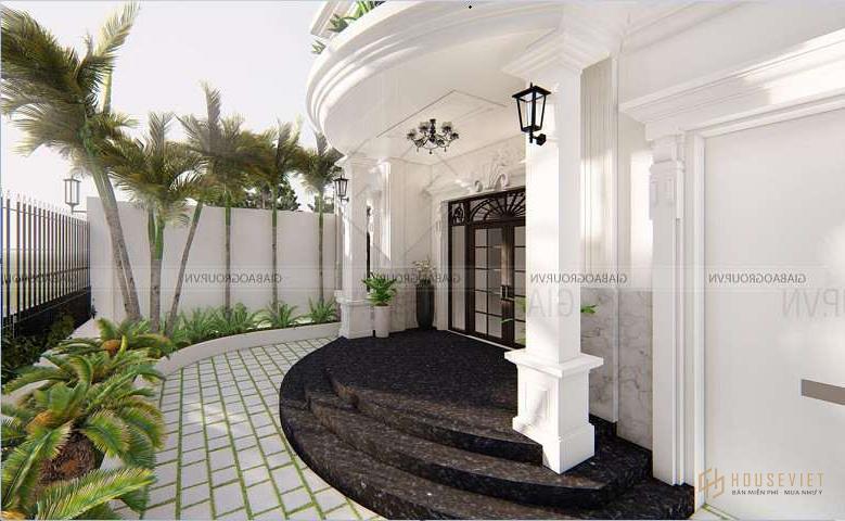 Sân vườn đẹp của mẫu biệt thự tân cổ điển đẹp