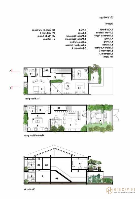 Bản vẽ biệt thự 2 tầng