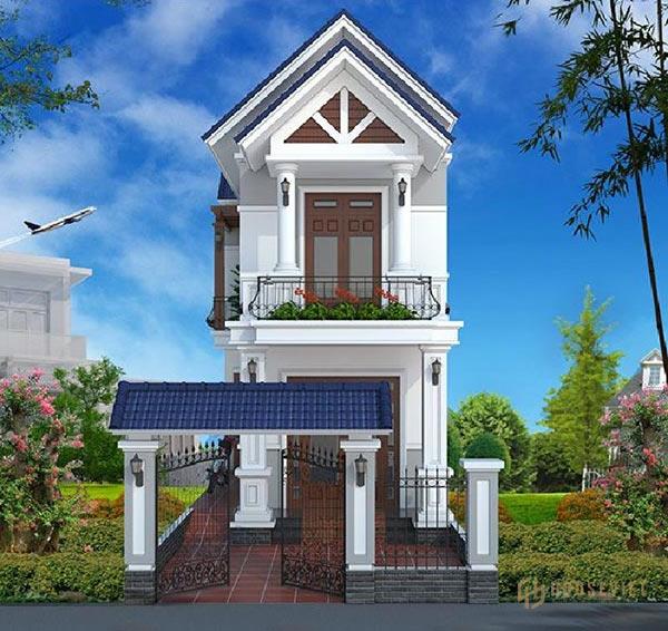 Mẫu nhà ống 2 tầng mái thái giá rẻ.