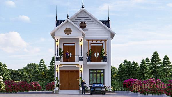 Mẫu thiết kế nhà 2 tầng mái thái ở nông thôn