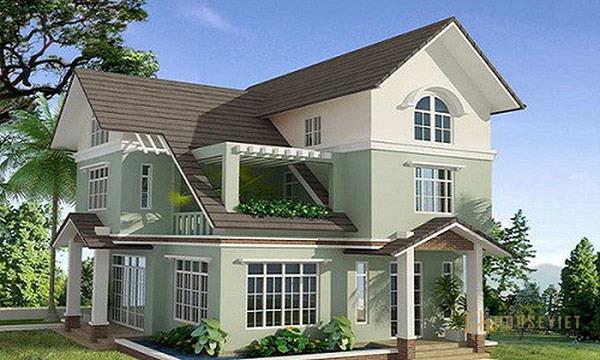 Bản vẽ nhà 2 tầng mái thái đẹp