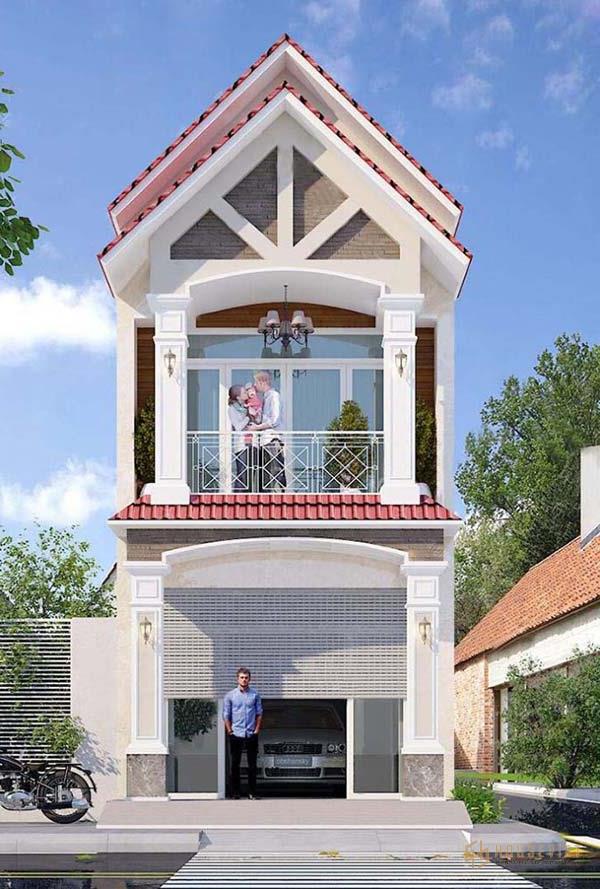 Mẫu thiết kế nhà 2 tầng mái thái có gara đẹp