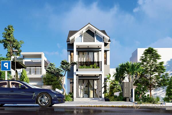 Mẫu nhà ống 2 tầng mái thái giá rẻ.