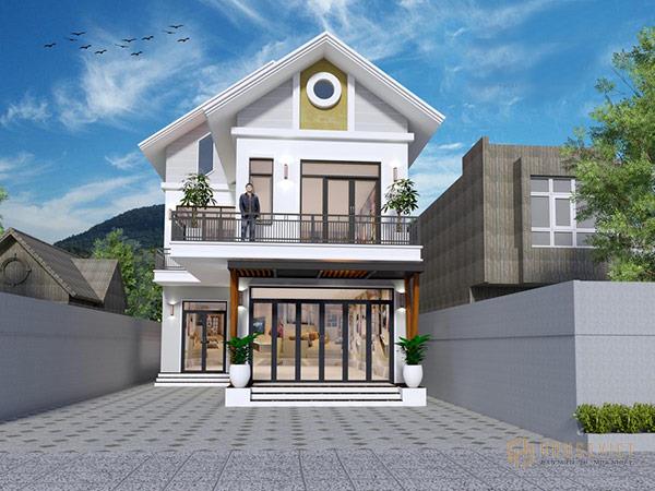 Mẫu nhà chữ L 2 tầng mái thái