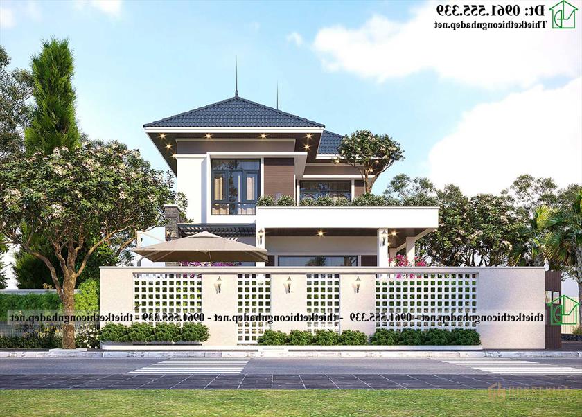 Biệt thự mái thái 2 tầng 8x16m ở Nam Định NDBT2T133