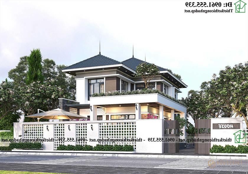 Đơn vị tư vấn thiết kế biệt thự 2 tầng mái Nhật hiện đại NDBT2T133