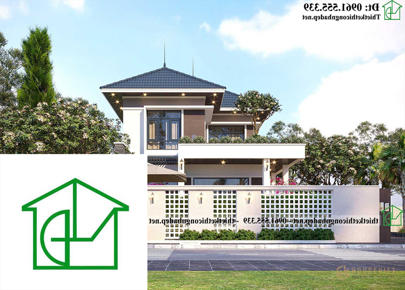 Biệt thự mái thái 2 tầng 8x16m ở Nam Định NDBT2T133