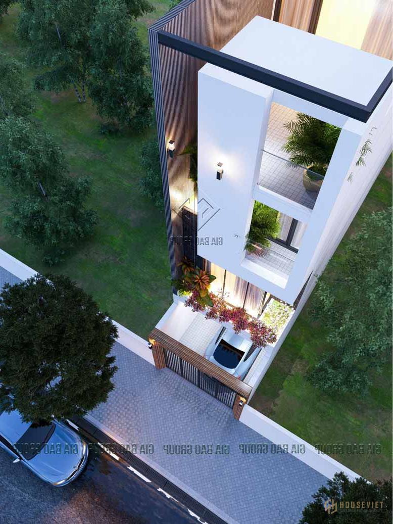 Nhà phố 4 tầng hiện đại với hiệu ứng chiều sâu ấn tượng