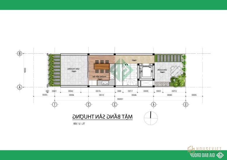 Mặt bằng công năng nhà phố 4 tầng hiện đại