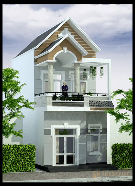 Nhà ống 2 tầng mái thái có giếng trời