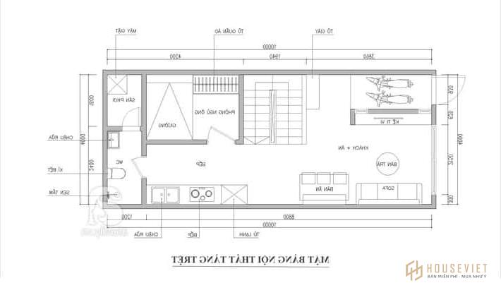 Nhà ống 2 tầng 1 tum có giếng trời 48m2