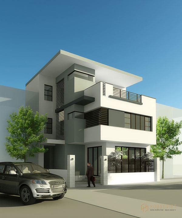 Mẫu thiết kế biệt thự nhà phố mái bằng được trang bị thêm nhiều cây xanh tạo cảm giác dễ chịu, thoải mái.