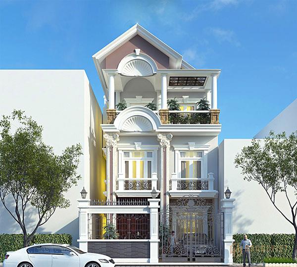 Thiết kế nhà phố tân cổ điển kết hợp với cách bố trí màu sắc ấn tượng