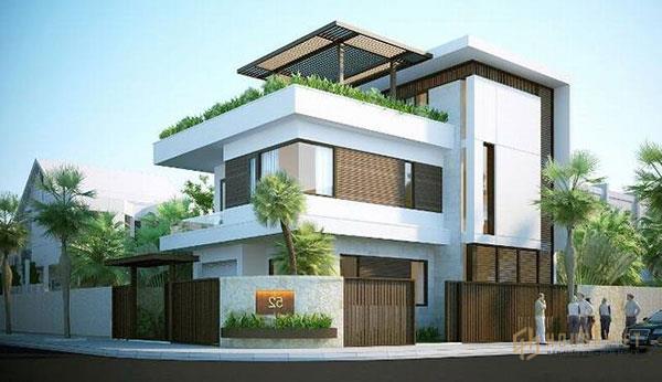 Nhà phố 2 mặt tiền kết cấu 3 tầng hiện đại