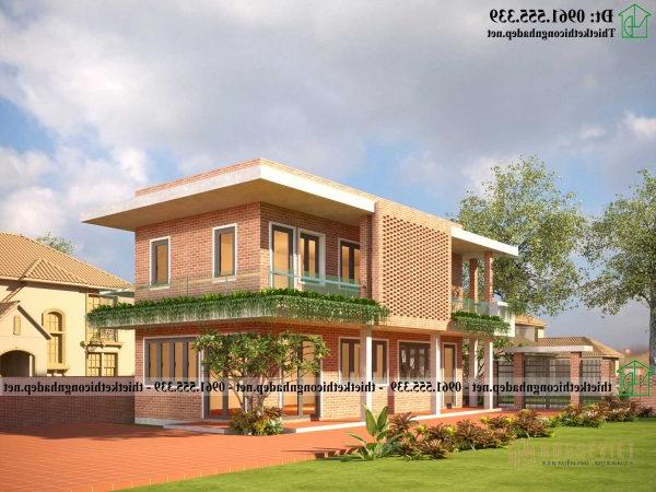 Mặt sau mẫu thiết kế biệt thự 2 tầng mái bằng 5x10m NDBT2T134