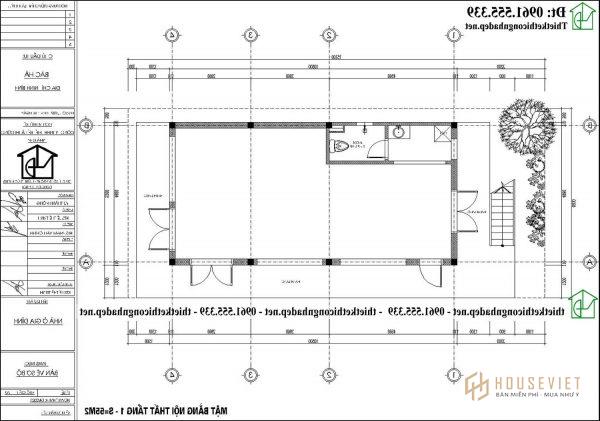 Phương án nội thất tầng 1 biệt thự 2 tầng mái bằng 5x10m tại Ninh Bình NDBT2T134 
