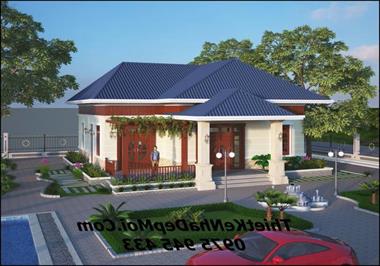 Mẫu nhà mái thái 1 tầng cấp 4 trệt 120m2 của chú Hải
