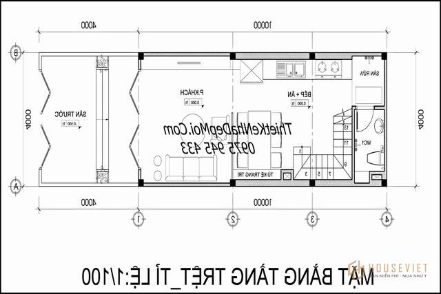 Mặt bằng nhà phố 4x15