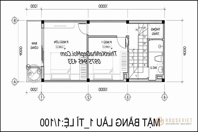 Mặt bằng nhà ống 4x12