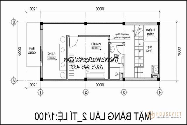Thiết kế nhà ống lệch tầng 4m