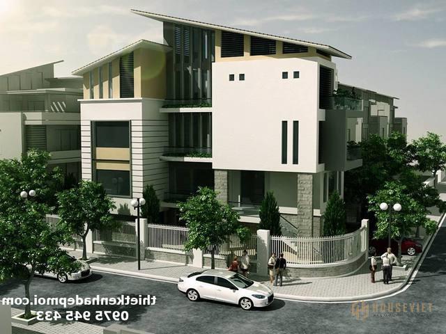 Mẫu biệt thự mái xéo hiện đại 2 mặt tiền 2020