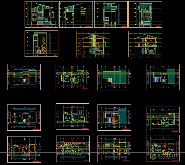 Bản vẽ biệt thự mặt tiền 8m có tầng hầm để xe