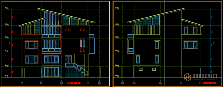 Hồ sơ cad biệt thự 3 tầng