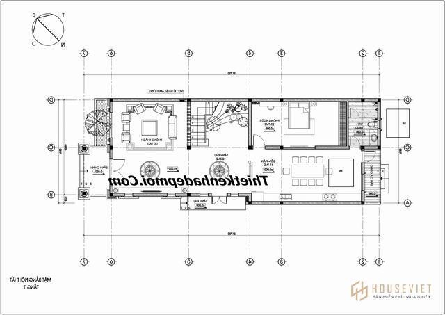 Bản vẽ thiết kế nhà biệt thự 3 tầng 8m x 22m